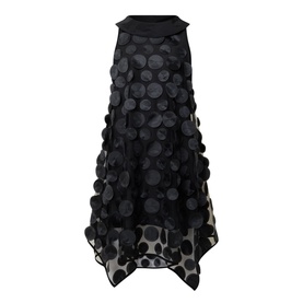 3D Dot Trapeze Silhouette Flared Dress