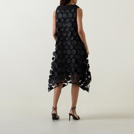 3D Dot Trapeze Silhouette Flared Dress