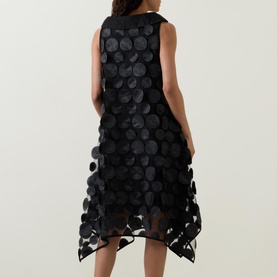 3D Dot Trapeze Silhouette Flared Dress