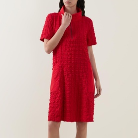 Textured Zip-Neck Dress
