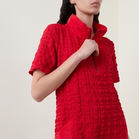 Textured Zip-Neck Dress