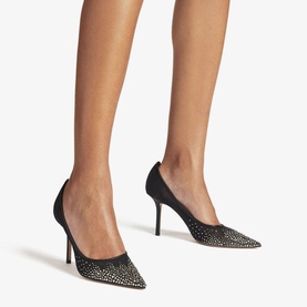 Love 85 Crystal Embellished Mesh Pumps