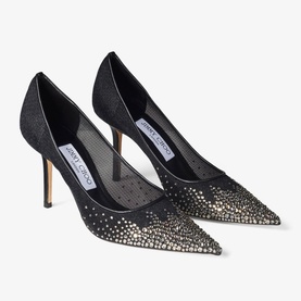 Love 85 Crystal Embellished Mesh Pumps