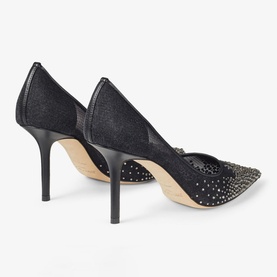 Love 85 Crystal Embellished Mesh Pumps