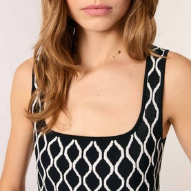 Jacquard Knit Printed Dress