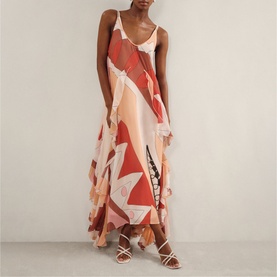 Sasha Printed Ruffle-Trim Dress