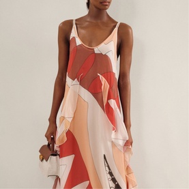 Sasha Printed Ruffle-Trim Dress