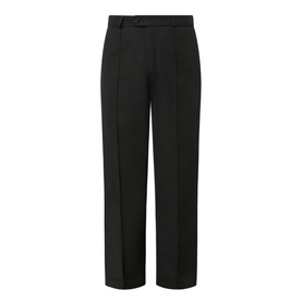 Mid-Rise Pleated Straight Leg Trousers