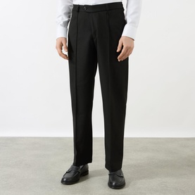 Mid-Rise Pleated Straight Leg Trousers