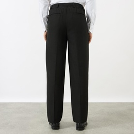 Mid-Rise Pleated Straight Leg Trousers
