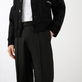 Mid-Rise Pleated Straight Leg Trousers