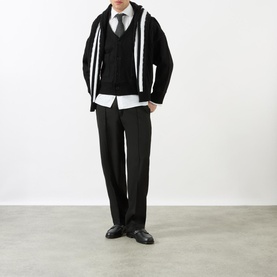 Mid-Rise Pleated Straight Leg Trousers