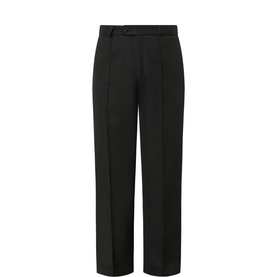 Mid-Rise Pleated Straight Leg Trousers
