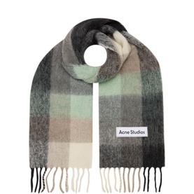 Valley Check Print Fringed Scarf