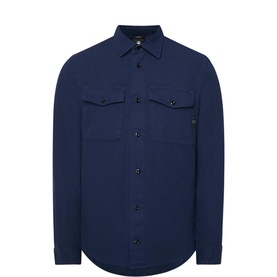 G-Star Marine Logo Shirt in dark blue with point collar, dual chest flap pockets, front button fastening and curved hem
