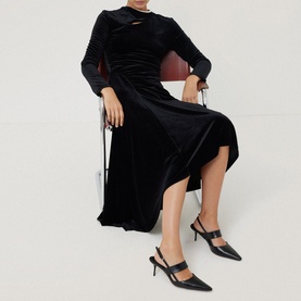 Ruched Velvet Dress