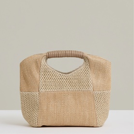 Rosalie Raffia Patchwork Clutch Bag