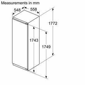 Series 4 Built In 177.5x56cm Flat Hinge Fridge