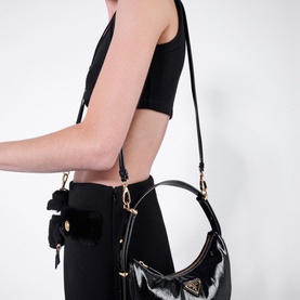 Arqu&eacute; Naplak Patent Leather Shoulder Bag