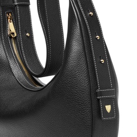 Slouchy Crescent Pebbled Leather Shoulder Bag