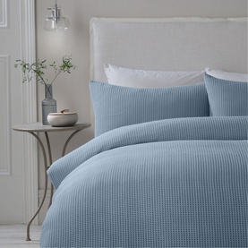Lindly Waffle Weave Duvet Set Blue