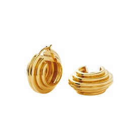 Lucy Williams Medium Chunky Ridge Hoop Earrings