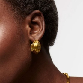 Lucy Williams Medium Chunky Ridge Hoop Earrings