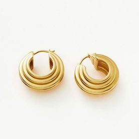Lucy Williams Medium Chunky Ridge Hoop Earrings