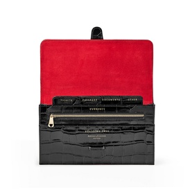 Classic Croc-Embossed Leather Travel Wallet