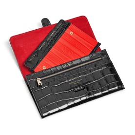 Classic Croc-Embossed Leather Travel Wallet