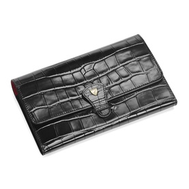 Classic Croc-Embossed Leather Travel Wallet