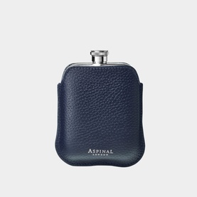 Hip Flask & Pebbled Leather Pouch 5oz