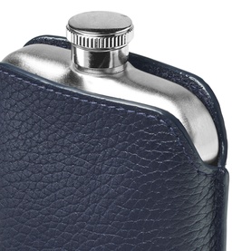 Hip Flask & Pebbled Leather Pouch 5oz