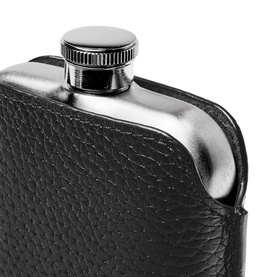 5oz Hip Flask & Pebbled Leather Pouch
