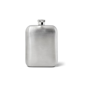 Hip Flask & Pebbled Leather Pouch 5oz