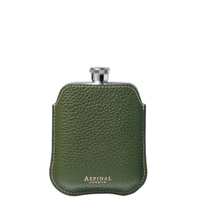 Hip Flask & Pebbled Leather Pouch 5oz
