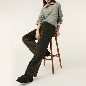 Nali High-Rise Wide Leg Velvet Trousers