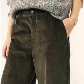 Nali High-Rise Wide Leg Velvet Trousers