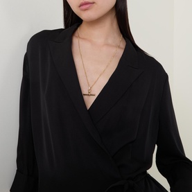 Medium Gold-Plated Jewelled T-Bar Fine Curb Chain Necklace
