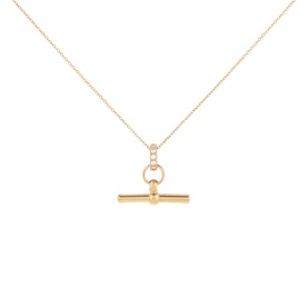 Small Jewelled Gold-Plated T-Bar Necklace