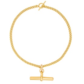 Giant Gold-Plated Jewelled T-Bar Curb Chain Necklace