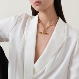 Giant Gold-Plated Jewelled T-Bar Curb Chain Necklace