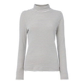 Striped Ribbed Polo Top