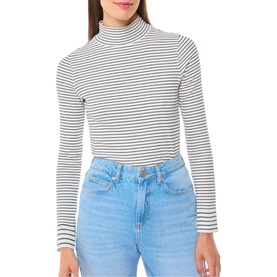 Striped Ribbed Polo Top