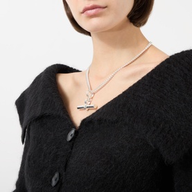 Giant Sterling Silver T-Bar Curb Chain Necklace