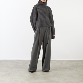 Distressed Rib-Knit Turtleneck