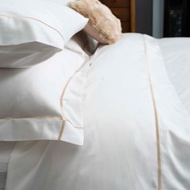 Sea Breeze Flat Sheet 310 Thread Count White-Gold&nbsp;