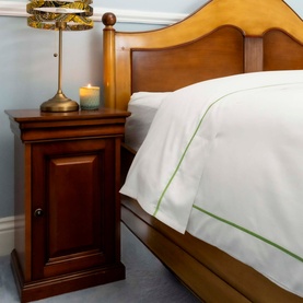 Sea Breeze Flat Sheet 310 Thread Count White-Green&nbsp;