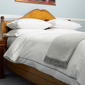 Sea Breeze Flat Sheet 310 Thread Count White-Grey&nbsp;
