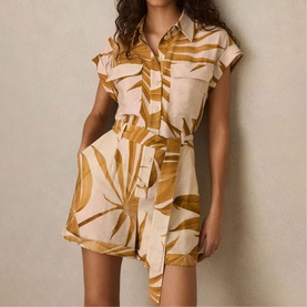 Harri Palm Print Belted Playsuit
